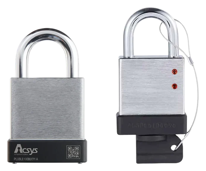 Acsys keyless padlock and keyed padlock with its electronic key
